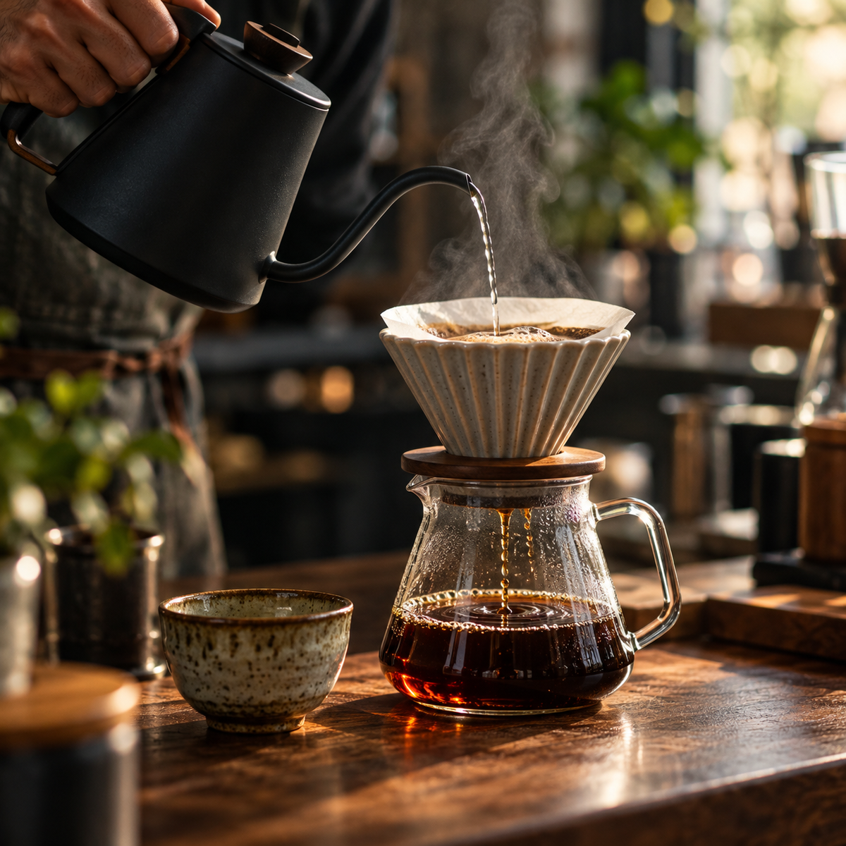 Coffee being freshly brewed